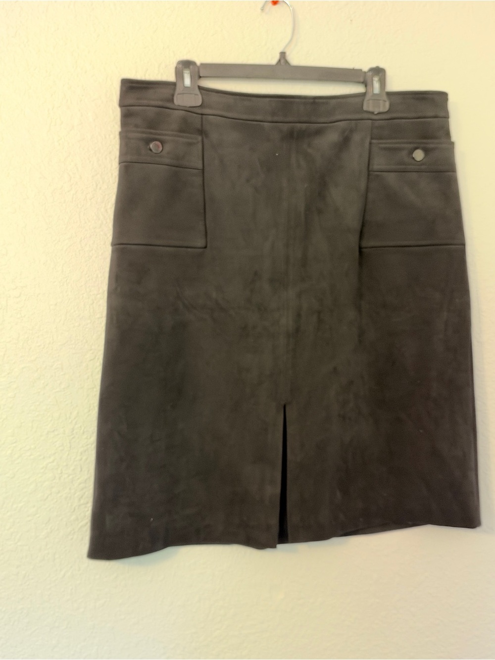 Karl Lagerfeld Classic Black Faux Suede Pencil Skirt - Sleek Front Slit